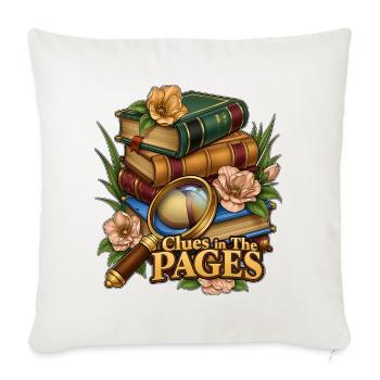 Clues In The Pages Vintage Mystery Book Stack - Throw Pillow Cover 17.5” x 17.5” - natural white - Front