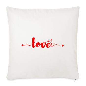Love Script Heartline – Romantic Red Brushstroke  - Throw Pillow Cover 17.5” x 17.5” - natural white - Front