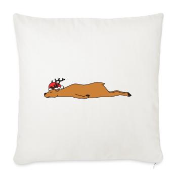 Sleeping Christmas Reindeer Funny Holiday Art - Throw Pillow Cover 17.5” x 17.5” - natural white - Front