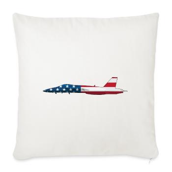 American Flag Military Jet - Throw Pillow Cover 17.5” x 17.5” - natural white - Front