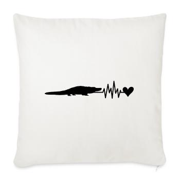 Alligator Heartbeat Heart - Throw Pillow Cover 17.5” x 17.5” - natural white - Front