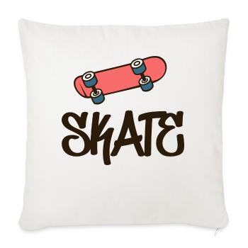 Skate Skateboard - Throw Pillow Cover 17.5” x 17.5” - natural white - Front