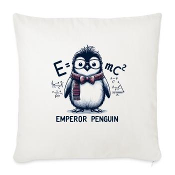 Smarty-pants Penguin: E=mc^2 (Emperor Penguin) - Throw Pillow Cover 17.5” x 17.5” - natural white - Front
