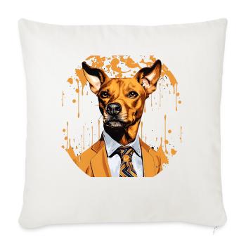 Caramel Mutt Dog Wearing a Suit - Throw Pillow Cover 17.5” x 17.5” - natural white - Front