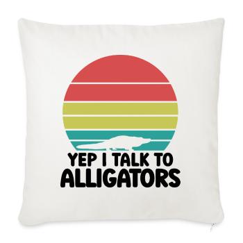 Alligator Silhouette Sunset - Throw Pillow Cover 17.5” x 17.5” - natural white - Front