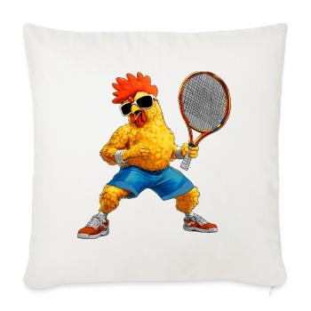 Chicken tennis player - Throw Pillow Cover 17.5” x 17.5” - natural white - Front