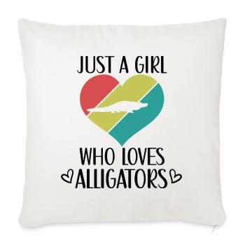 Retro Alligator Heart Silhouette - Throw Pillow Cover 17.5” x 17.5” - natural white - Front