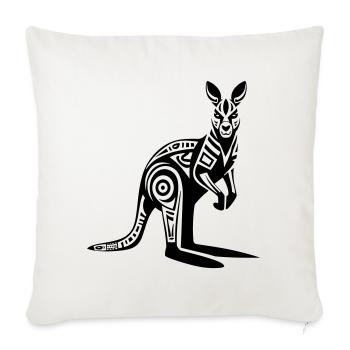 Kangaroo Tribal Style Vector Design Single Color - Throw Pillow Cover 17.5” x 17.5” - natural white - Front