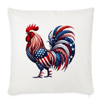 4th Of July Chicken US Flag Patriotic Farmer - Throw Pillow Cover 17.5” x 17.5” - natural white - Front