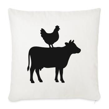 Farm Animal Silhouette Rustic Design - Throw Pillow Cover 17.5” x 17.5” - natural white - Front