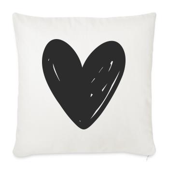 Brushstroke Black Heart - Throw Pillow Cover 17.5” x 17.5” - natural white - Front