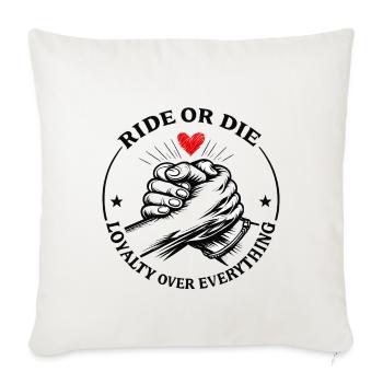 Ride or Die Loyalty Emblem - Throw Pillow Cover 17.5” x 17.5” - natural white - Front