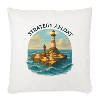 Strategy Afloat Lighthouse Medal - Throw Pillow Cover 17.5” x 17.5” - natural white - Front