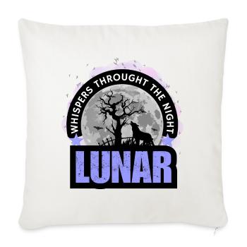Lunar Whispers | Mystic Night Wolf & Full Moon - Throw Pillow Cover 17.5” x 17.5” - natural white - Front
