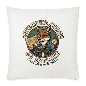 Adventure Awaits Go Explore Retro Fox Explorer Out - Throw Pillow Cover 17.5” x 17.5” - natural white - Front