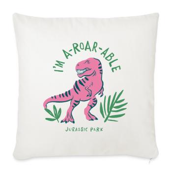 Jurassic Park T-Rex I'm A-ROAR-ABLE - Throw Pillow Cover 17.5” x 17.5” - natural white - Front
