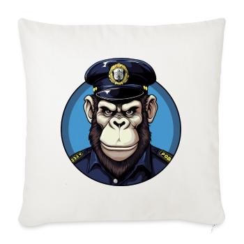 Monkey policeman - Throw Pillow Cover 17.5” x 17.5” - natural white - Front