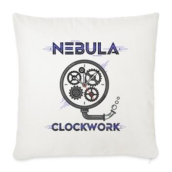 Nebula Gear Mechanical Clock Art - Throw Pillow Cover 17.5” x 17.5” - natural white - Front