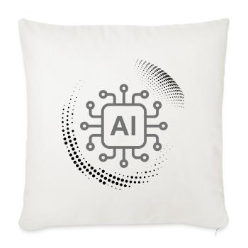 AI Circuit Glyph - Throw Pillow Cover 17.5” x 17.5” - natural white - Front