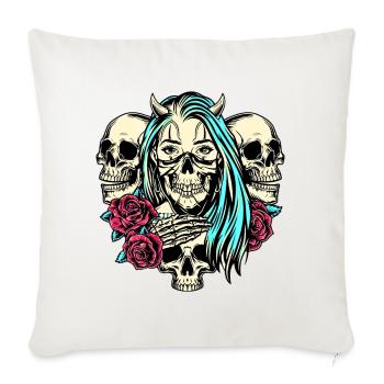  Roses and Horns - Throw Pillow Cover 17.5” x 17.5” - natural white - Front