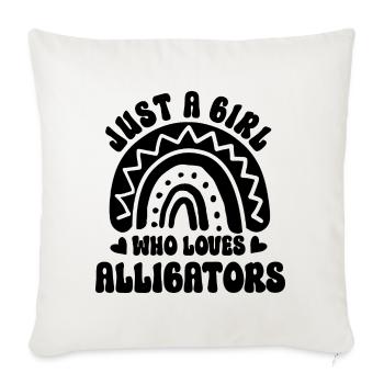 Boho Rainbow Alligator Girl - Throw Pillow Cover 17.5” x 17.5” - natural white - Front