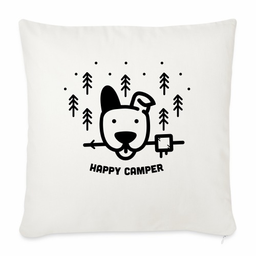 Happy Camping Dog - Throw Pillow Cover 17.5” x 17.5”