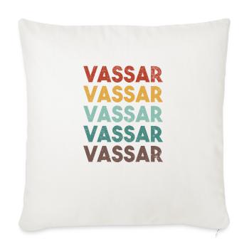 Retro Vassar Michigan - Throw Pillow Cover 17.5” x 17.5” - natural white - Front