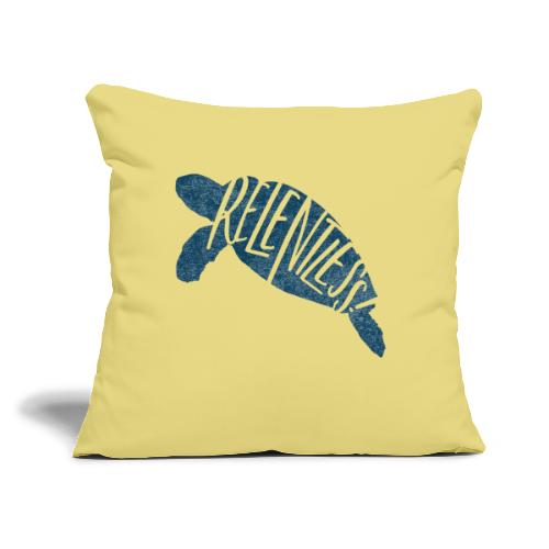 Relentless Turtle, Blue - Throw Pillow Cover 17.5” x 17.5”
