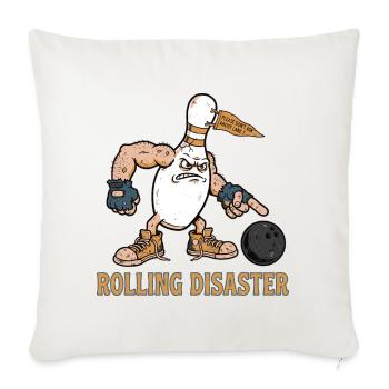 Rolling Disaster Bowling Pin - Throw Pillow Cover 17.5” x 17.5” - natural white - Front