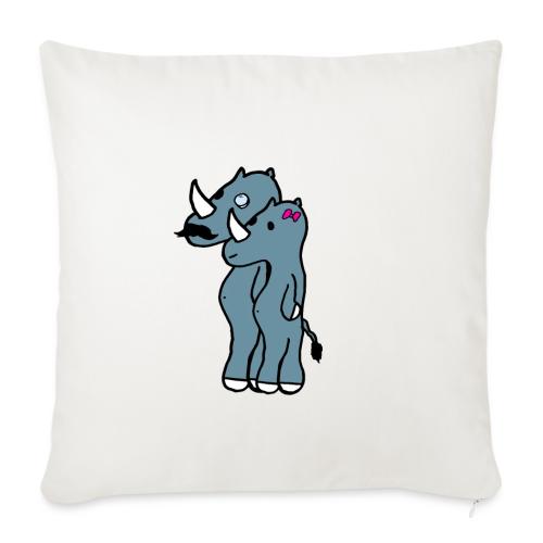 Rhino family - Throw Pillow Cover 17.5” x 17.5”