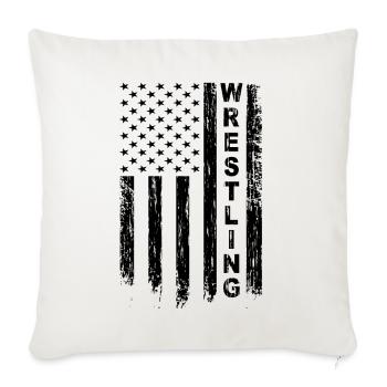 Wrestling USA Flag - Wrestling America Flag - Throw Pillow Cover 17.5” x 17.5” - natural white - Front