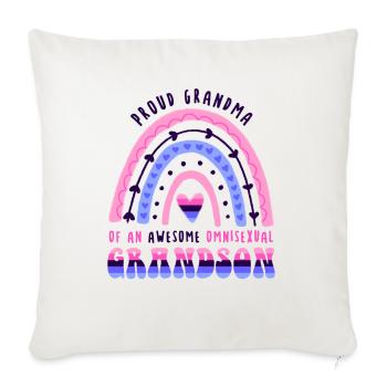 Proud Grandma Omnisexual Grandson - Throw Pillow Cover 17.5” x 17.5” - natural white - Front