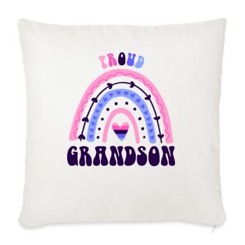 Proud Grandson Omnisexual - Throw Pillow Cover 17.5” x 17.5” - natural white - Front