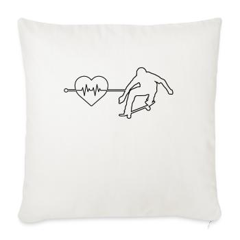 skate heartbeat - Throw Pillow Cover 17.5” x 17.5” - natural white - Front