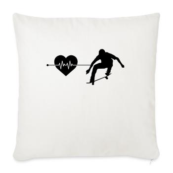 skate heartbeat - Throw Pillow Cover 17.5” x 17.5” - natural white - Front