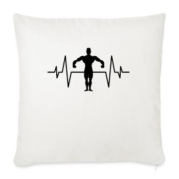 body building heartbeat - Throw Pillow Cover 17.5” x 17.5” - natural white - Front