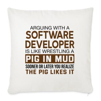 Arguing With A Software Developer - Throw Pillow Cover 17.5” x 17.5” - natural white - Front