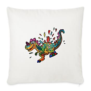 Dinosaur Rainbow, Cartoon Animals - Throw Pillow Cover 17.5” x 17.5” - natural white - Front