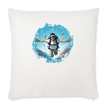 Parachuting SKYDIVE SKYDIVING Parachutist SKYDIVER - Throw Pillow Cover 17.5” x 17.5” - natural white - Front