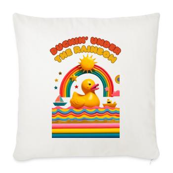 Duckin' Under the Rainbow - Throw Pillow Cover 17.5” x 17.5” - natural white - Front