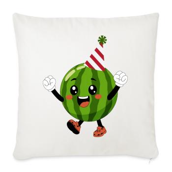 Watermelon Party Mascot Tee - Throw Pillow Cover 17.5” x 17.5” - natural white - Front