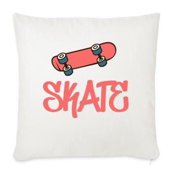 Skate Skateboard - Throw Pillow Cover 17.5” x 17.5” - natural white - Front