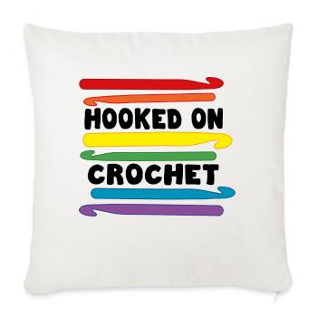 Hooked on Crochet Rainbow green - Throw Pillow Cover 17.5” x 17.5” - natural white - Front