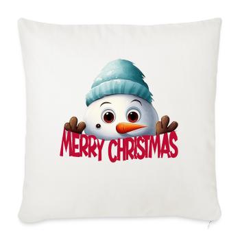 Christmas snowman - Throw Pillow Cover 17.5” x 17.5” - natural white - Front