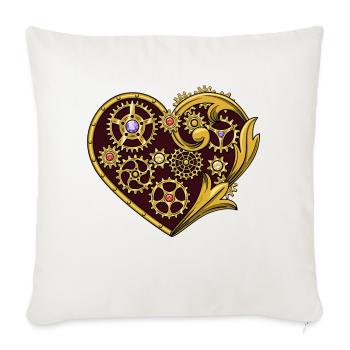 Steampunk Gears Heart - Throw Pillow Cover 17.5” x 17.5” - natural white - Front