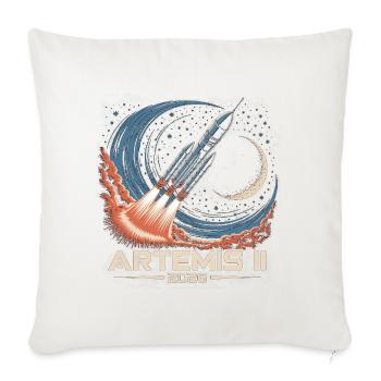 Artemis II Launch 2026 - Throw Pillow Cover 17.5” x 17.5” - natural white - Front