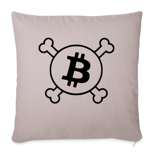 btc pirateflag jolly roger bitcoin pirate flag - Throw Pillow Cover 17.5” x 17.5”