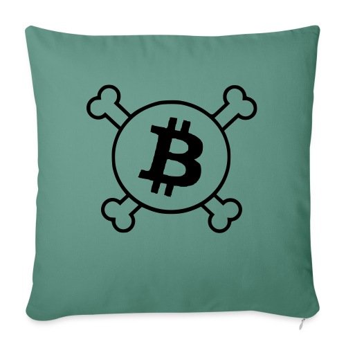 btc pirateflag jolly roger bitcoin pirate flag - Throw Pillow Cover 17.5” x 17.5”