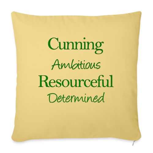 cunning ambitious resourceful determined green fon - Throw Pillow Cover 17.5” x 17.5”