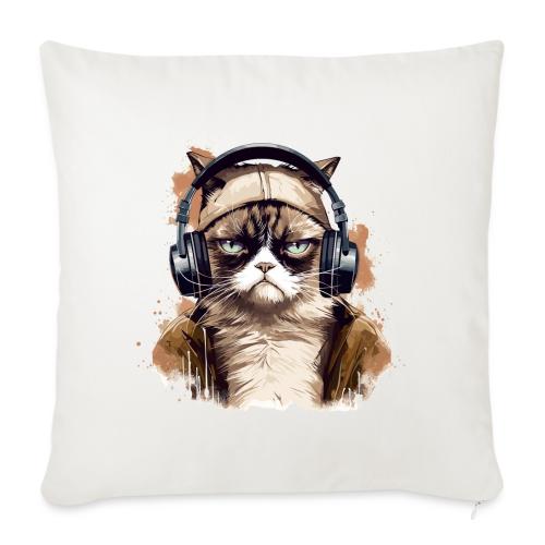 Funny Cat - grumpy face - Throw Pillow Cover 17.5” x 17.5”
